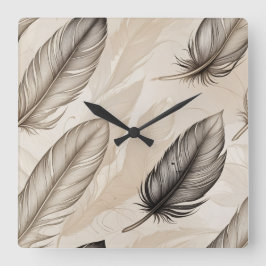 Elegant Feathers Clock Fyrkantig Klocka