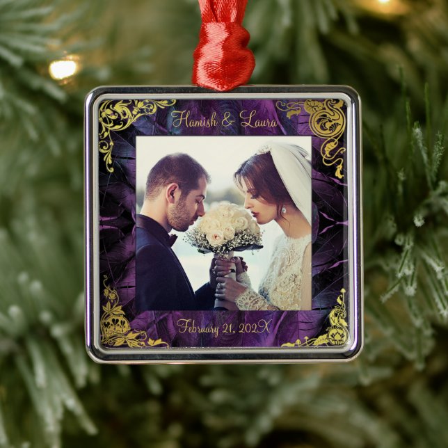 Elegant Feathers Guld Gräns Keepsak Julgransprydnad Metall (Träd)