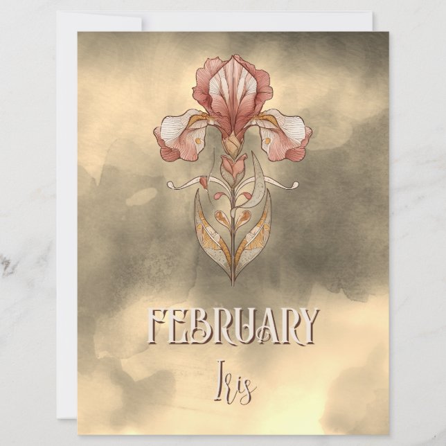 Elegant February Iris Art Nouveau Printable (Framsida)