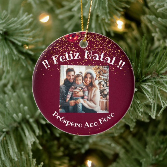 Elegant Feliz Natal e Próspero Ano portugisiska Julgransprydnad Keramik (Träd)