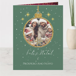 Elegant Feliz Natal e Próspero Ano portugisiska Kort
