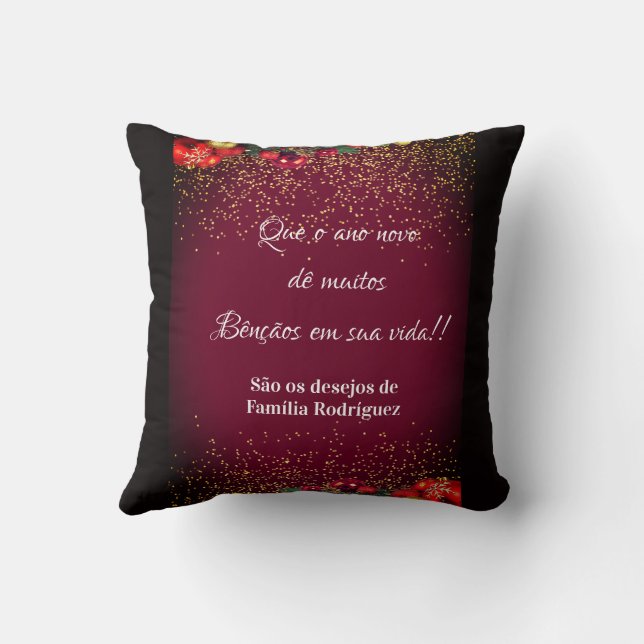 Elegant Feliz Natal e Próspero Ano portugisiska Kudde (Baksida)