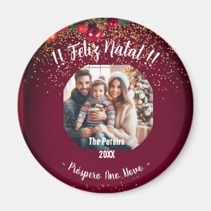 Elegant Feliz Natal e Próspero Ano portugisiska Magnet