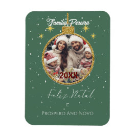 Elegant Feliz Natal e Próspero Ano portugisiska Magnet