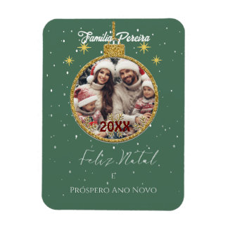 Elegant Feliz Natal e Próspero Ano portugisiska Magnet