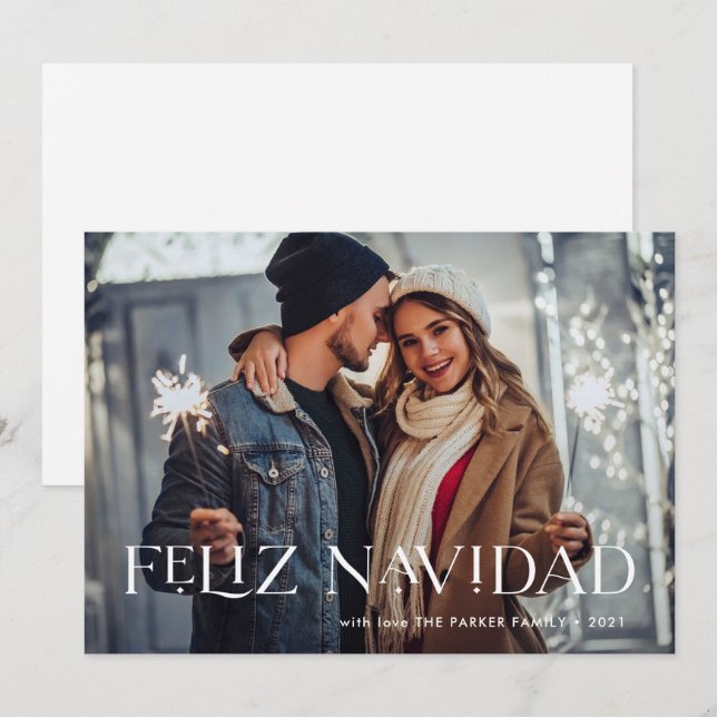 Elegant Feliz Navidad | Ett julkort med ett foto (Fram/baksida)