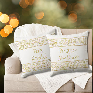 Elegant Feliz Navidad Prospero Año Nuevo Guld Kudde