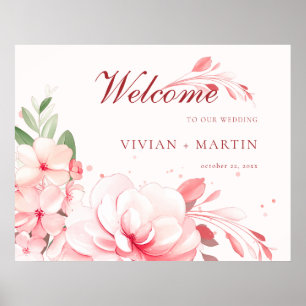 Elegant Felless Sakura Rosa Dream Bröllop Välkomme Poster