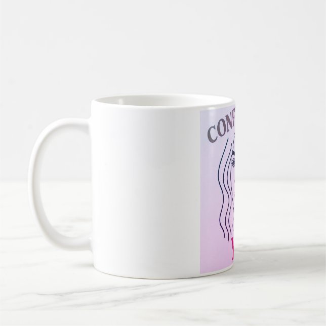 Elegant Female Line Art Portrait – Minimalist Face Kaffemugg (Vänster)