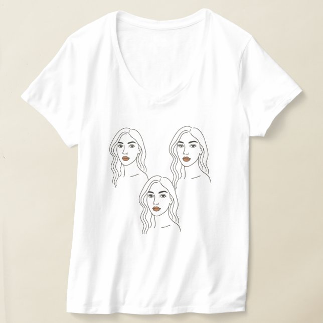 Elegant Female Line Art Portrait – Minimalist Face T Shirt (Laydown)