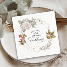 Elegant Feminin Blommigt 80:e födelsedagen i decem