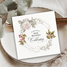 Elegant Feminin Blommigt 80:e födelsedagen i decem Pappersservett