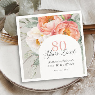Elegant Feminin Blommigt 80:e födelsedagen Pappersservett