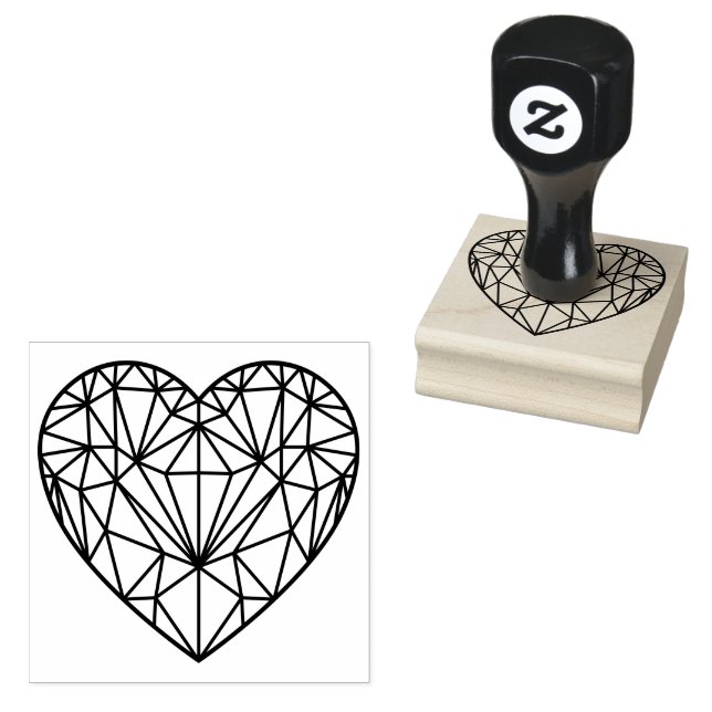 Elegant Feminin Crystal Geometric Line Heart Stämpel (Stämplad)