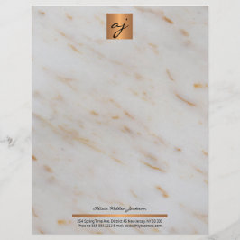 Elegant feminin marmor av koppar guld monogrammat brevhuvud