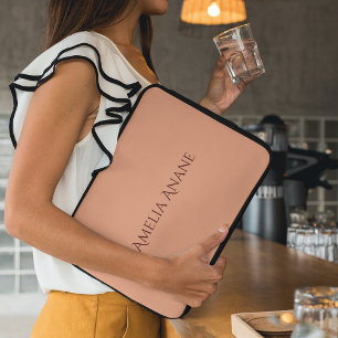 Elegant Feminin Rosa och Mörk Röd typografi Laptop Fodral