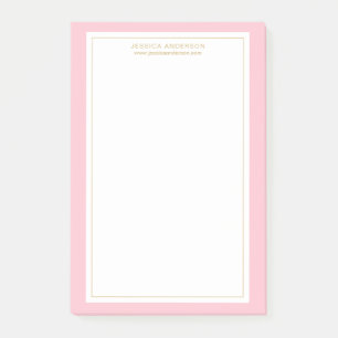 Elegant Feminin Rosa/vit/Guld Personlig Post-it Block