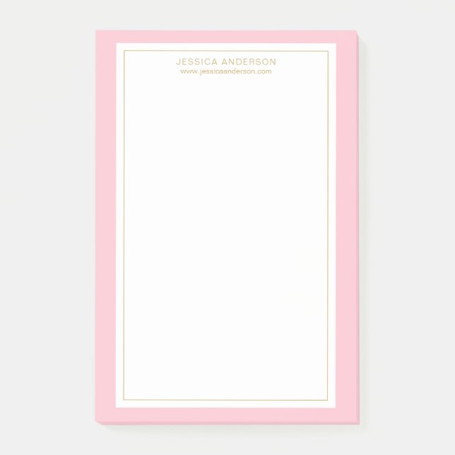 Elegant Feminin Rosa/vit/Guld Personlig Post-it Block (Framsida)