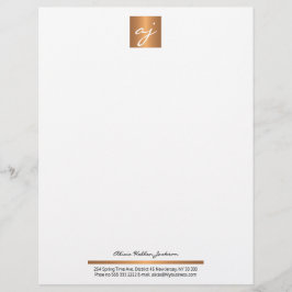 Elegant feminin svartvit kopparmonogram guld brevhuvud