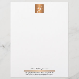 Elegant feminin svartvit kopparmonogram guld brevhuvud