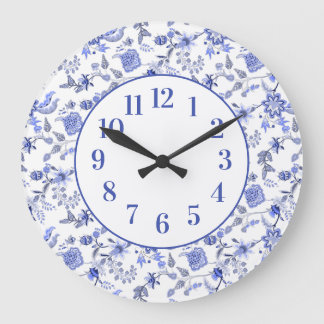 Elegant feminin vintage dammig blå blommig stor klocka