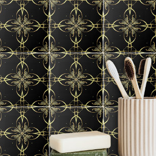 Elegant Feminine Guld och Black Classic Kakelplatta