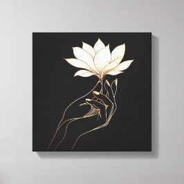 Elegant Feminine Hand Holding Magnolia Flower Canvastryck