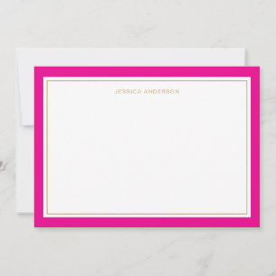 Elegant Feminine Magenta Guld Gräns Personlig Anteckningskort