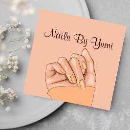 Elegant Feminine Nail Technician Beauty Salon Fyrkantigt Visitkort