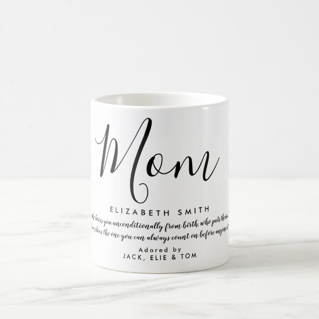 Elegant feminint manusförfattar citat för Mamma Kaffemugg (Center)