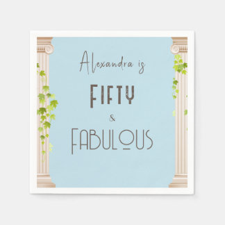 Elegant Femtio Fabulous Birthday Blue Grekiska tem Pappersservett