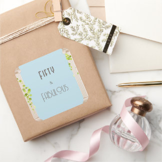 Elegant Femtio Fabulous Birthday Greece Theme Blue Fyrkantigt Klistermärke