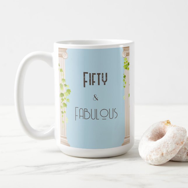 Elegant Femtio Fabulous Birthday Greece Theme Blue Kaffemugg (Med munk)