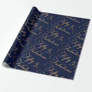 Elegant femtio och sagolik guld- marin presentpapper