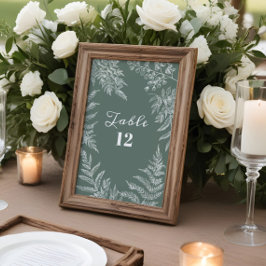 Elegant Fern Löv Sage Grönt Bröllop Bordsnummer