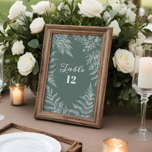 Elegant Fern Löv Sage Grönt Bröllop Bordsnummer