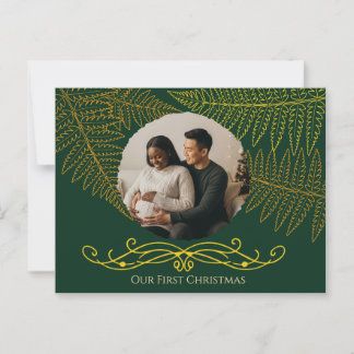 Elegant Fern Ram Grönt vår första jul Vykort