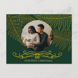 Elegant Fern Ram Grönt vår första jul Vykort