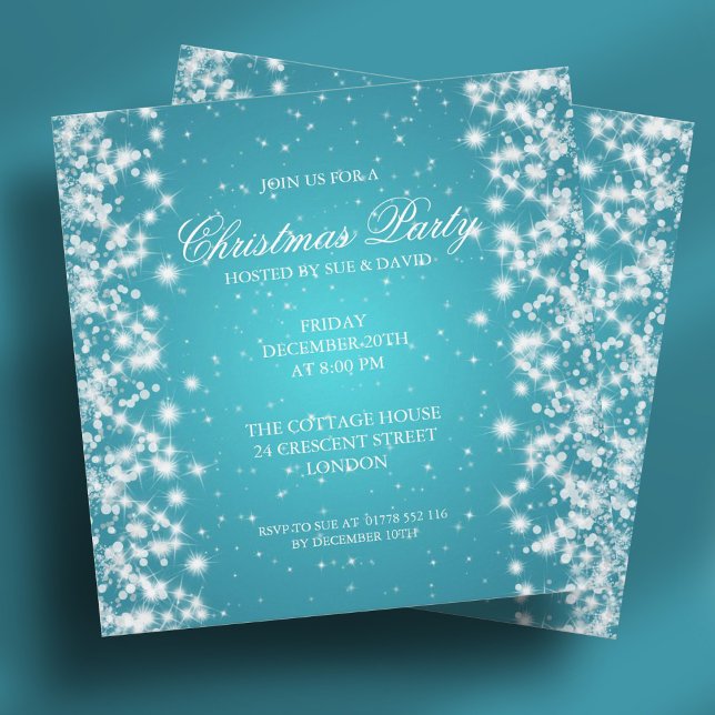 Elegant fest glans turkos inbjudningar (Elegant Party Sparkle Turquoise Invitation)