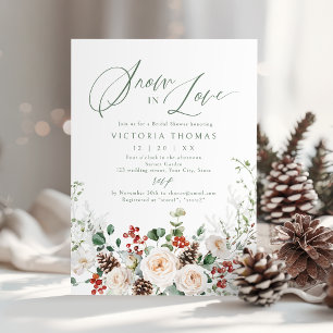 Elegant festiv floral snö i kärlek bröllopsdusch inbjudningar
