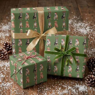 Elegant Festiv Grön Valp Hund Jul Presentpapper