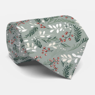 Elegant Festiv Ljusgrön Jul Blad Mönster Slips