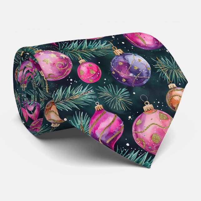 Elegant Festiv Rosa Julgrannar Mönster Slips (Rullad)