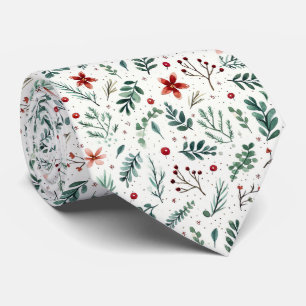 Elegant Festiv Vit och Grön Julmönster Slips