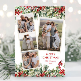 Elegant Festive 5 Photo Greenery Julkort
