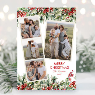 Elegant Festive 5 Photo Greenery Julkort