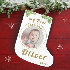 Elegant Festive Baby's First jul Photo Liten Julstrumpa