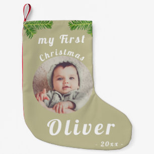 Elegant Festive Baby's First jul Photo Liten Julstrumpa