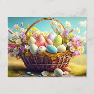 Elegant Festive Basket of Påskägg Vykort