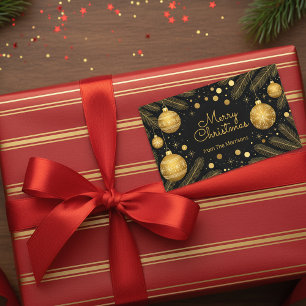 Elegant Festive Black och Guld God jul Rektangulärt Klistermärke